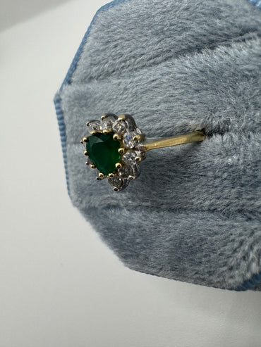 9ct gold agate and cz ring