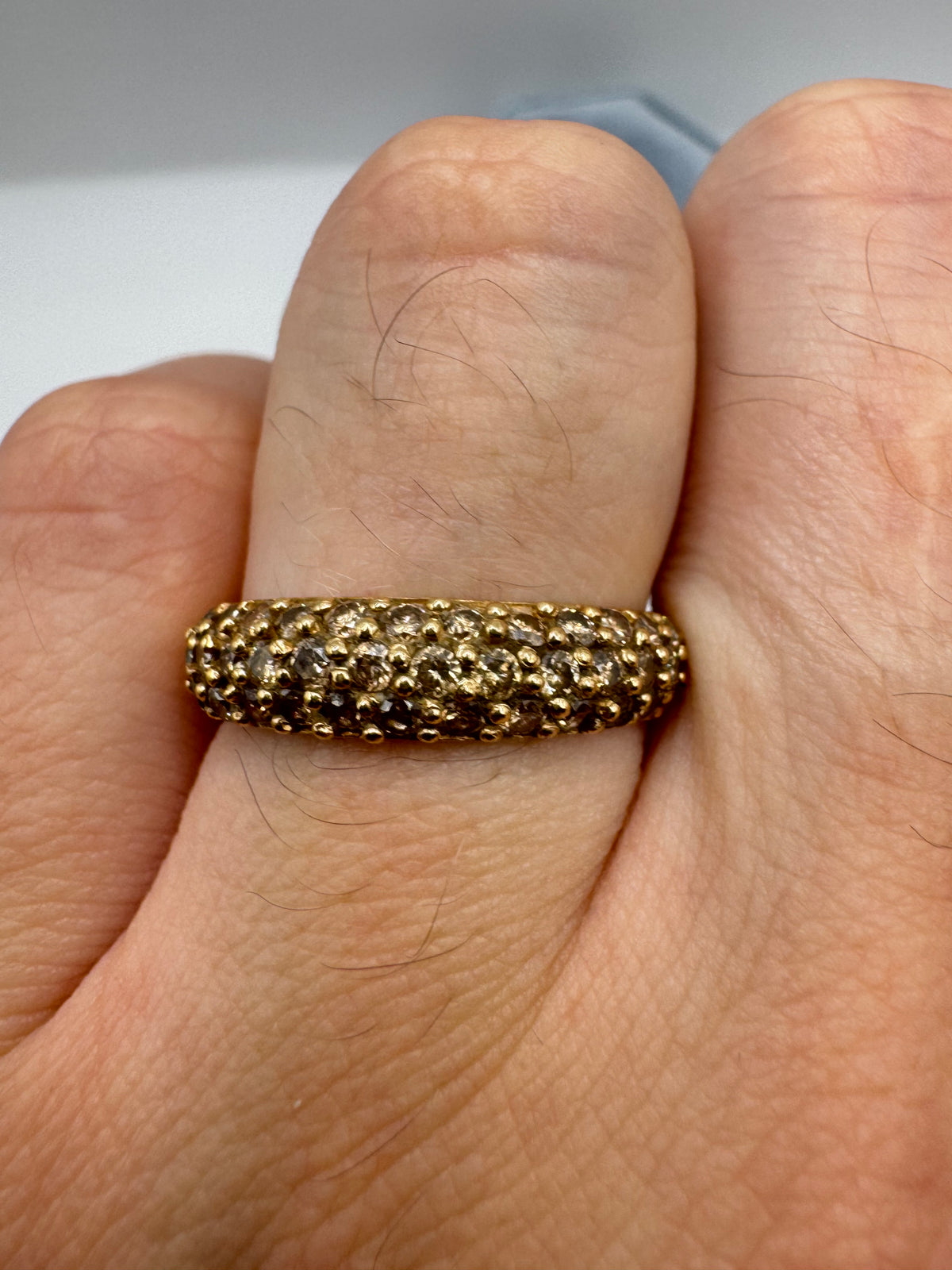 9ct gold 1ct champagne diamond half eternity ring