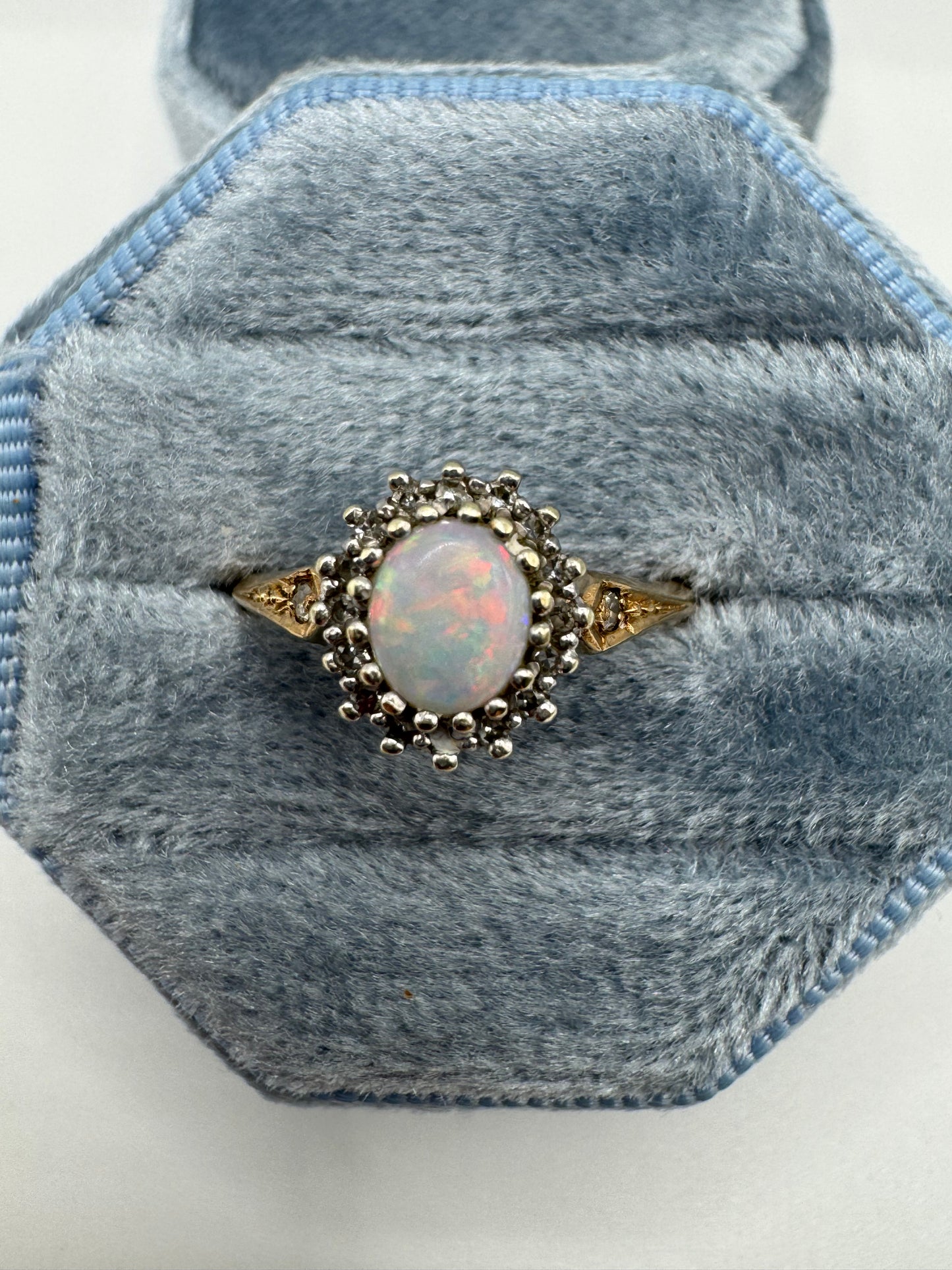 9ct gold opal and diamond ring