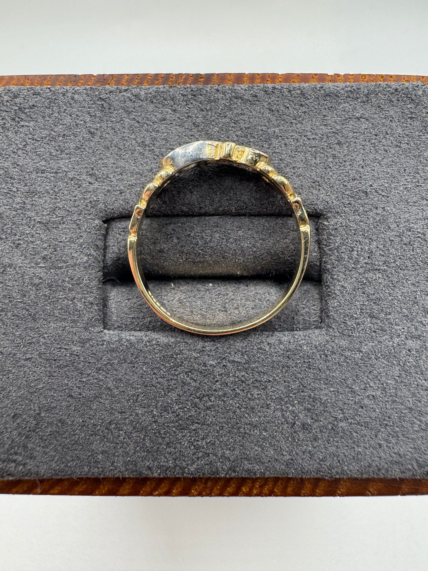 9ct gold ruby and diamond gypsy ring