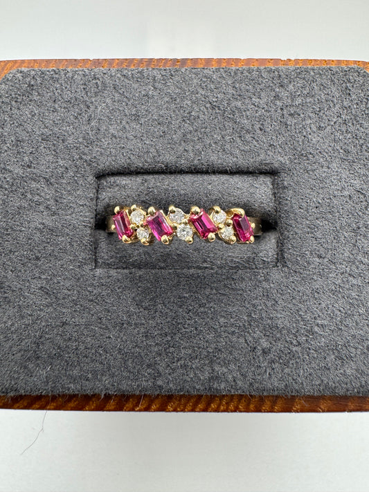 9ct gold ruby and diamond ring