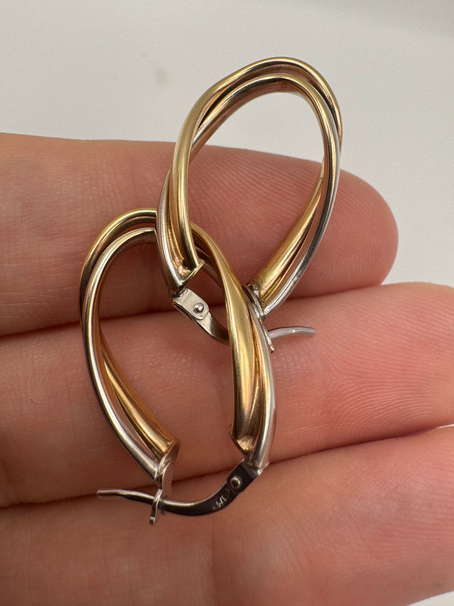 9ct two-tone gold creole earrings