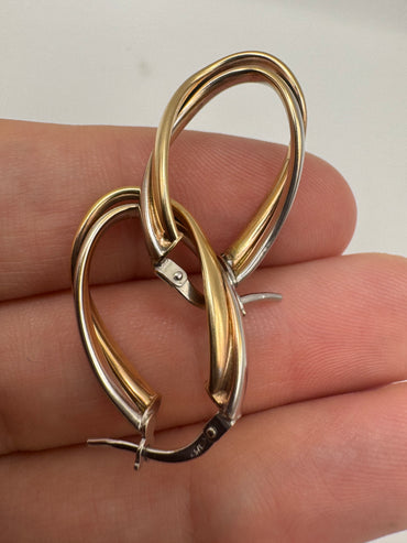 9ct two-tone gold creole earrings