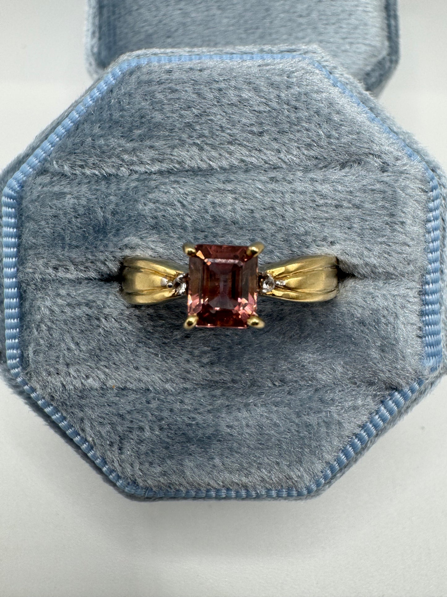 9ct gold tourmaline and zircon ring
