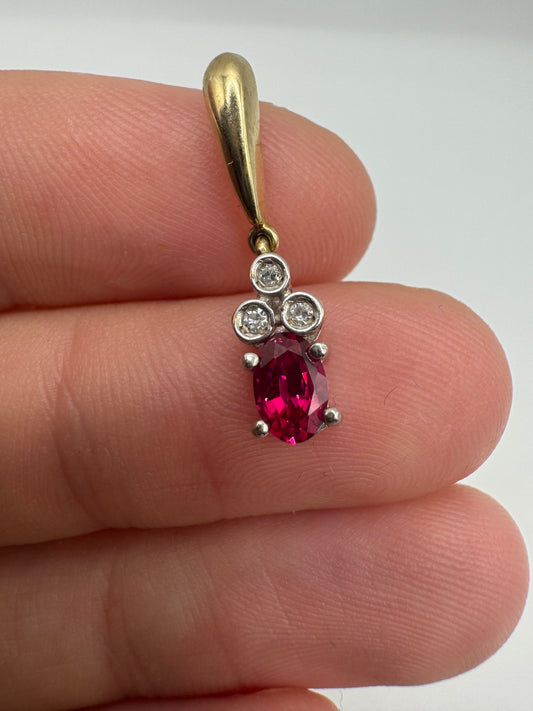 9ct gold ruby and diamond pendant