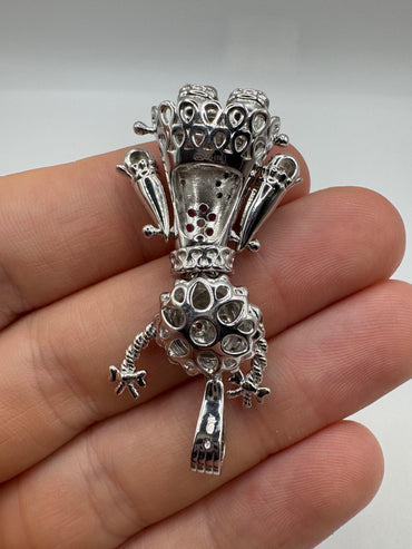 Silver articulated ragdoll pendant