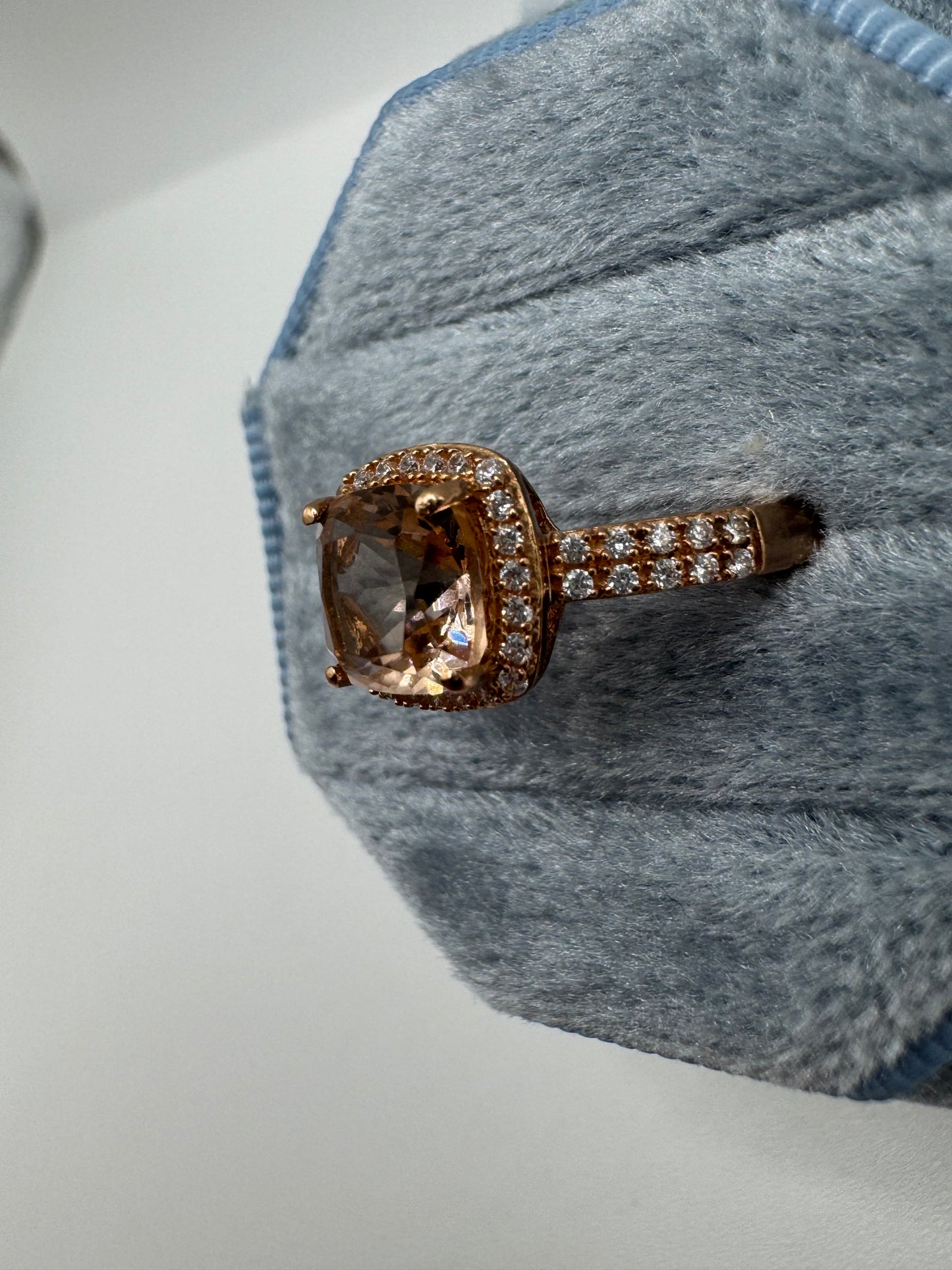 9ct rose gold morganite and zircon ring