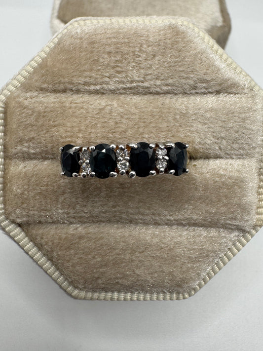 9ct gold sapphire and diamond ring