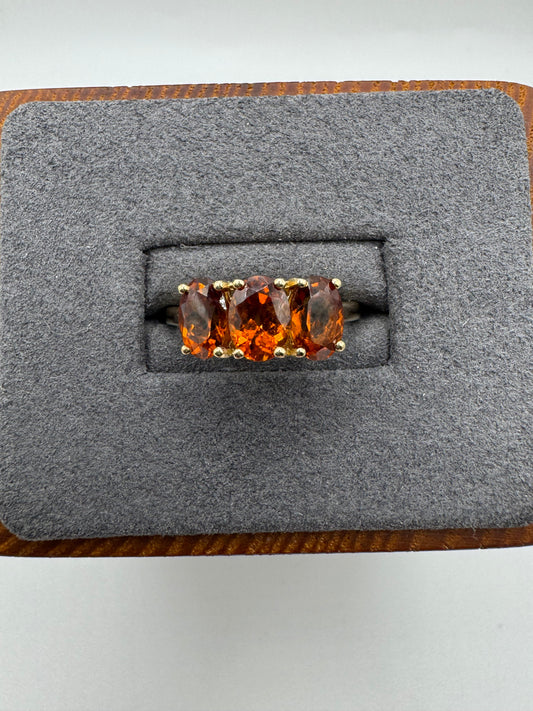 9ct gold orange sapphire ring