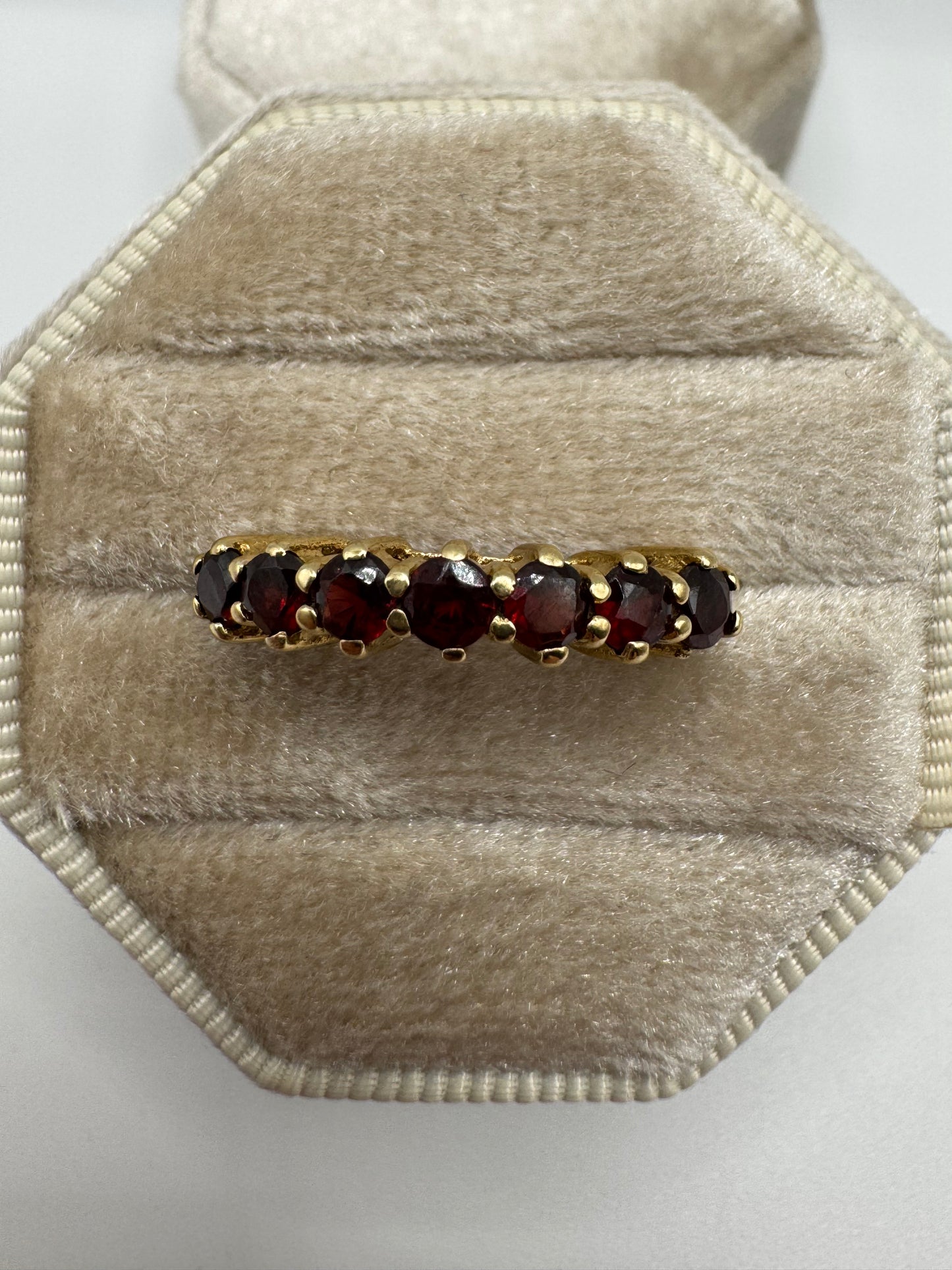 9ct gold garnet half eternity ring