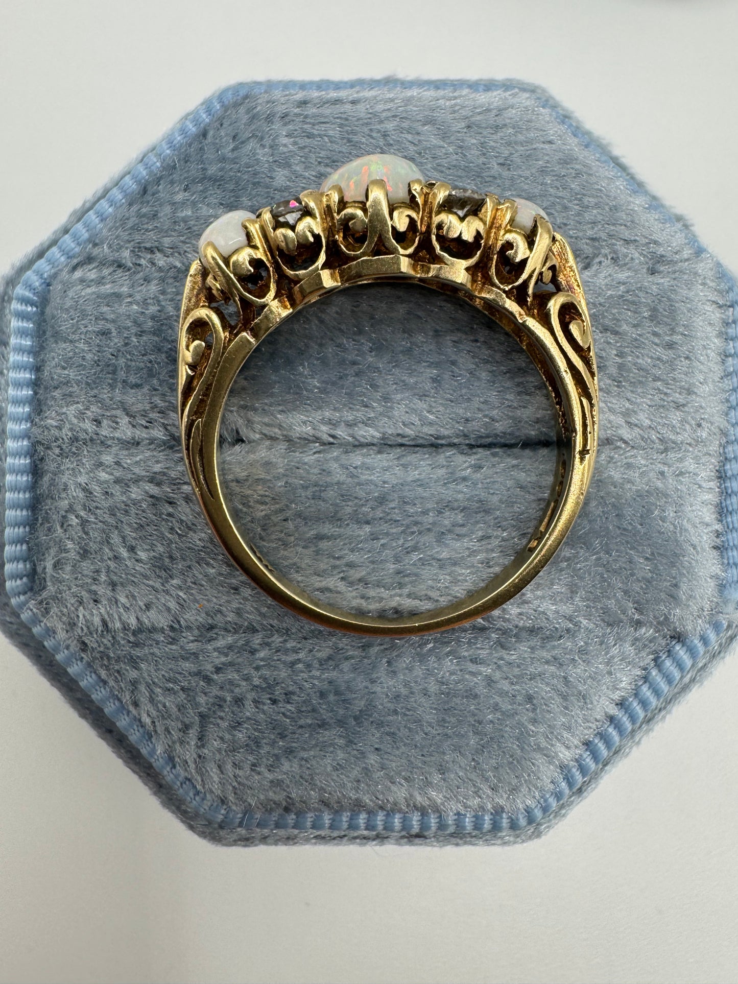 9ct gold opal and paste ring
