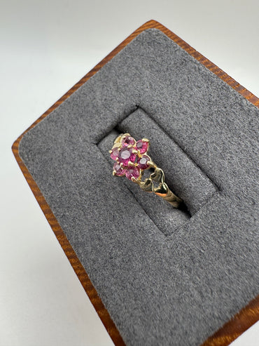 9ct gold ruby cluster ring