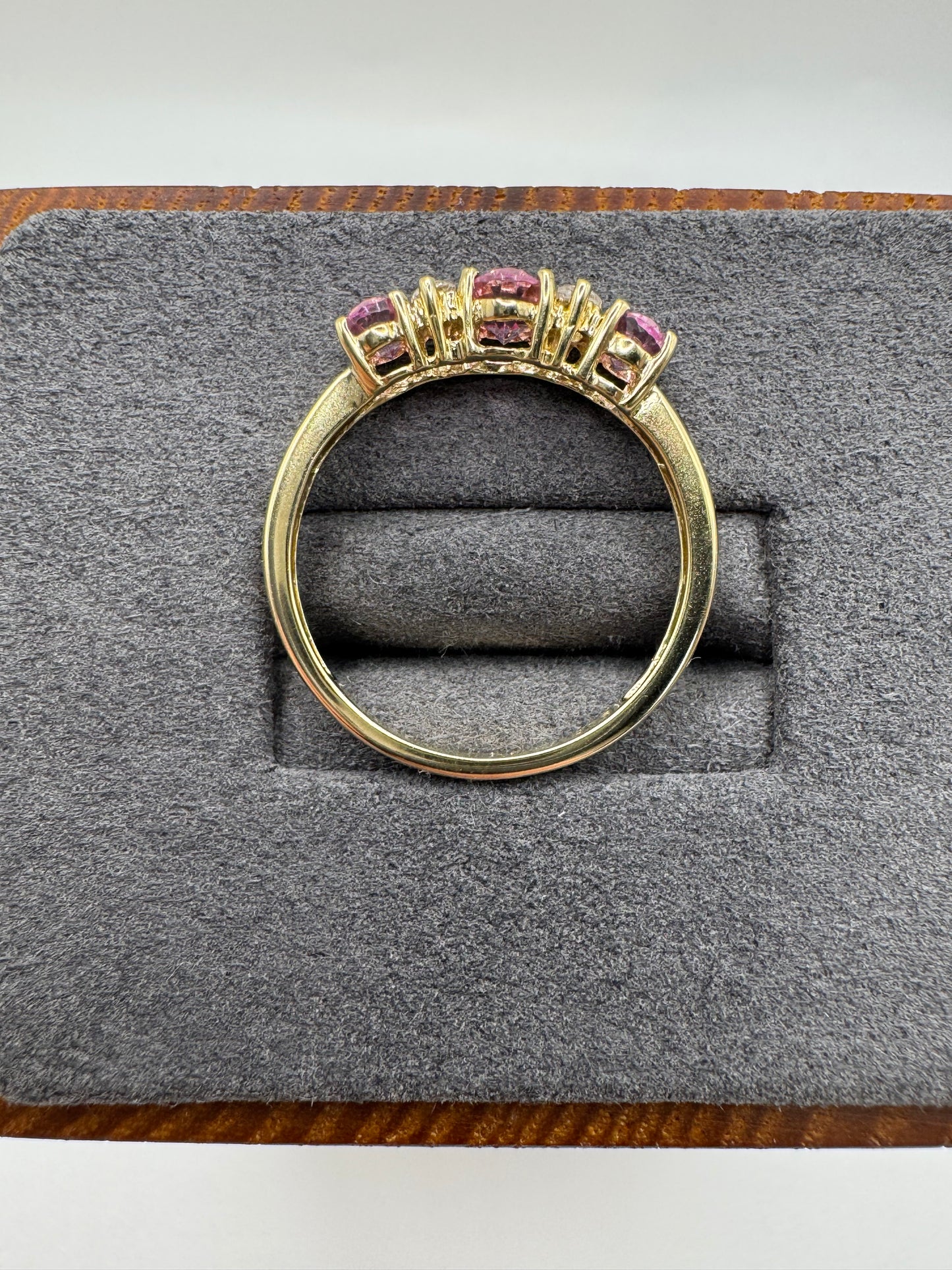 9ct gold pink topaz and zircon ring