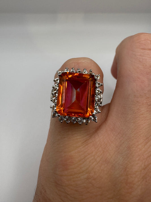 Silver topaz cluster ring (5-J1/2)