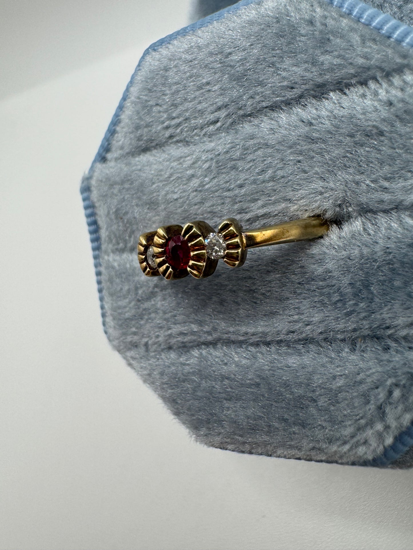 9ct gold ruby and diamond ring