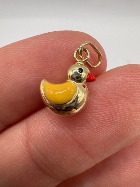 9ct gold enamelled duck charm