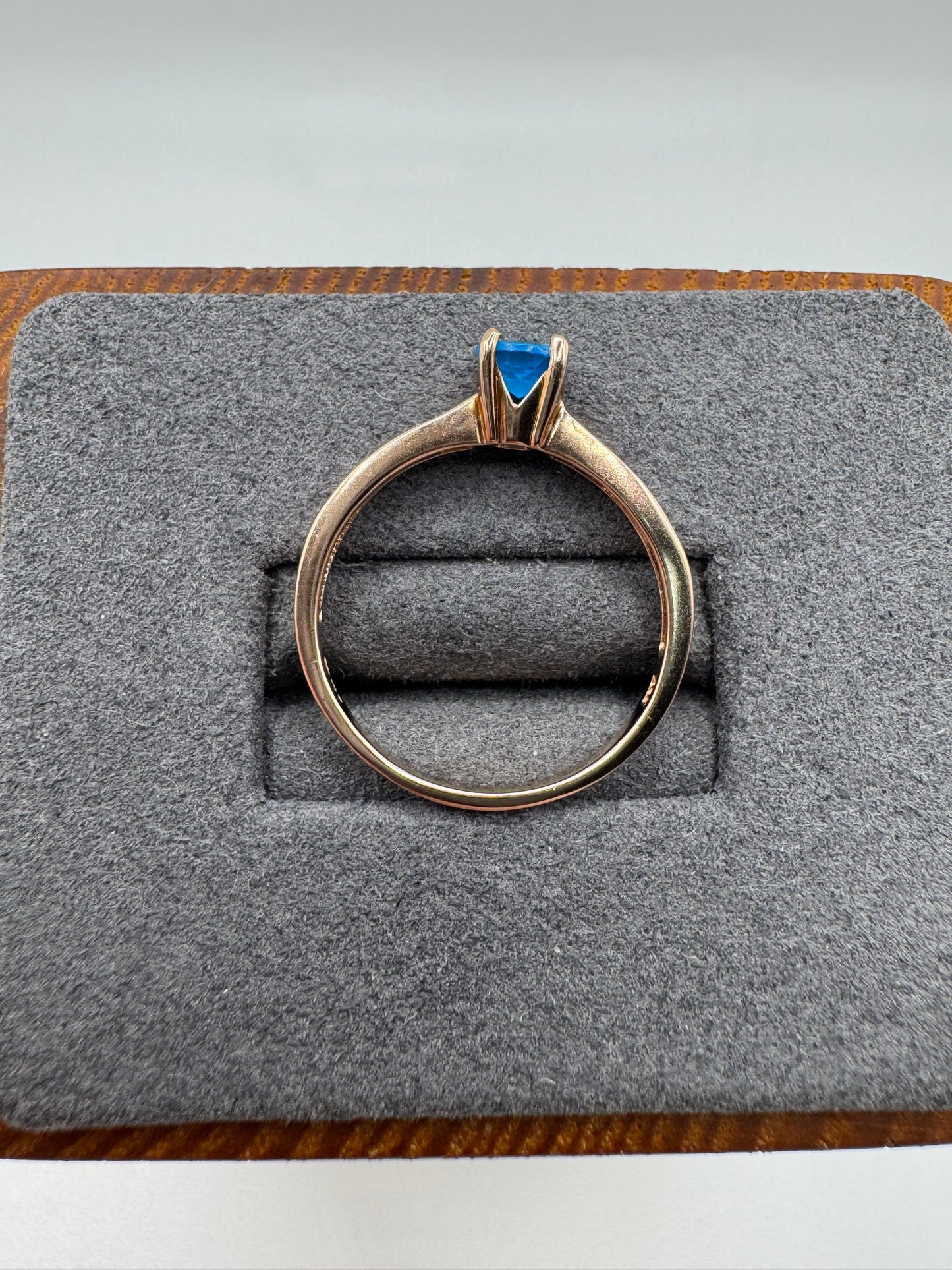 9ct rose gold blue apatite and diamond ring