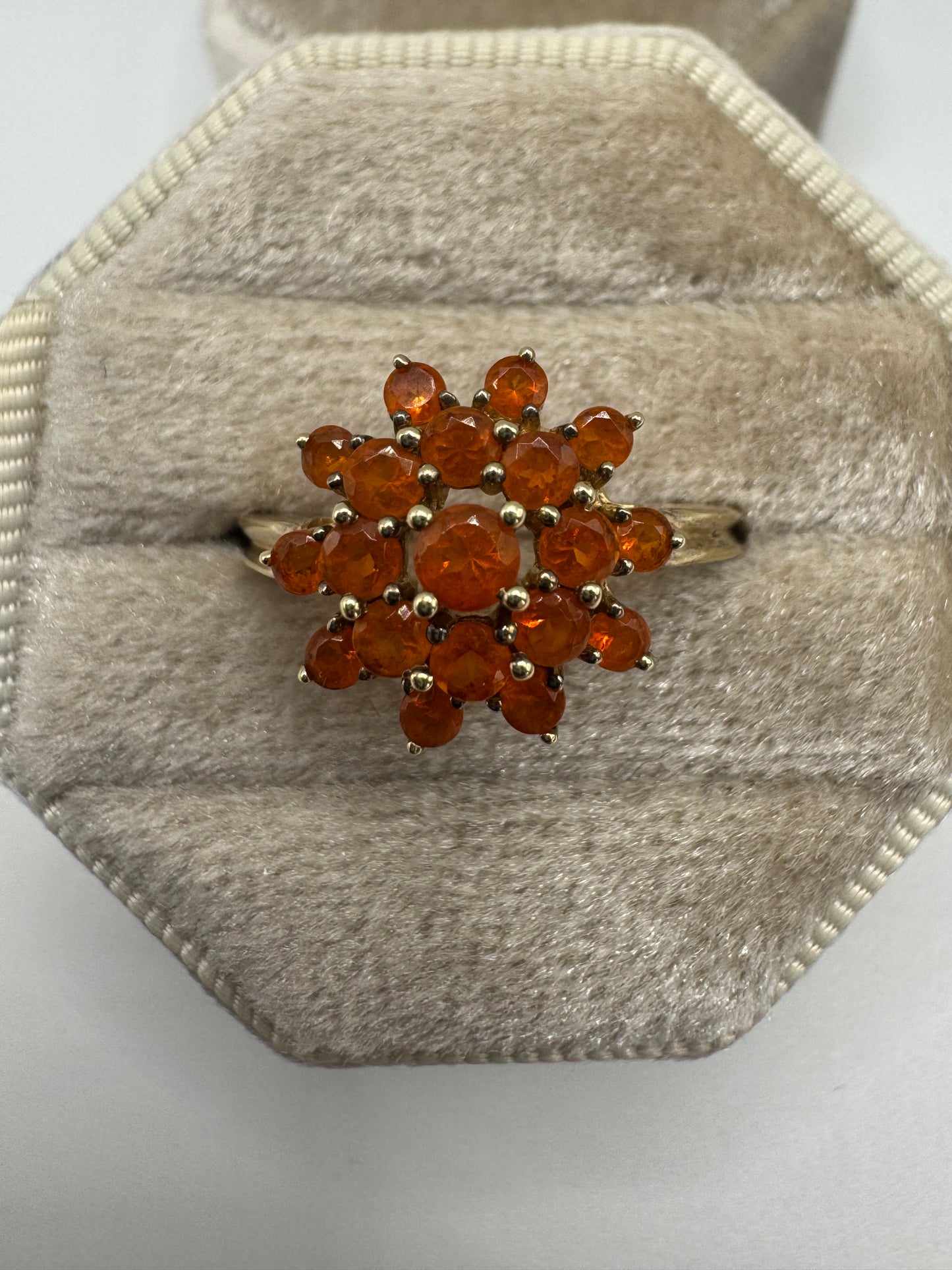 9ct gold fire opal cluster ring