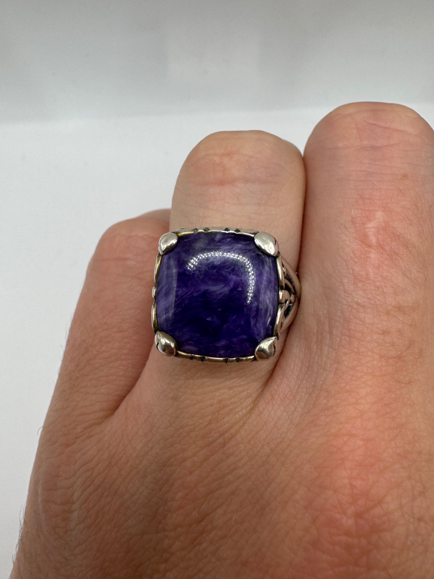 Silver gemstone ring