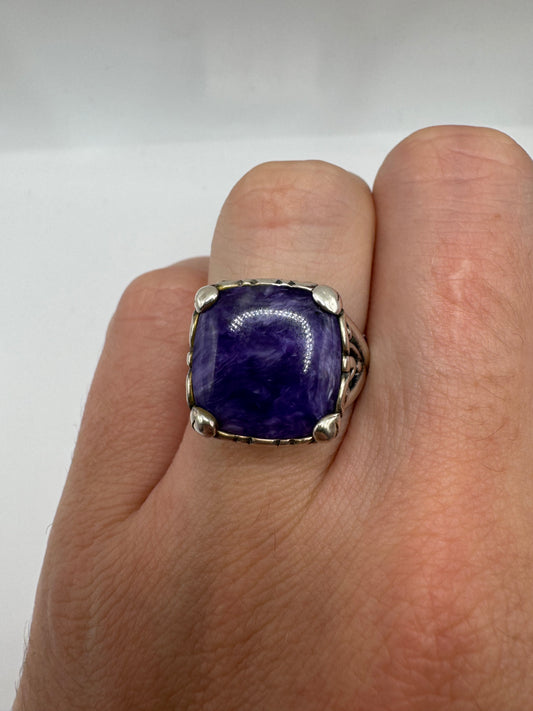 Silver gemstone ring