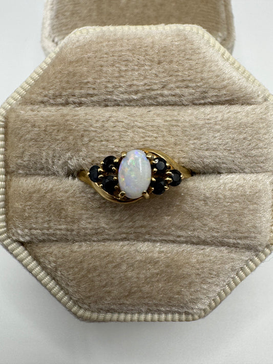 9ct gold opal and sapphire ring
