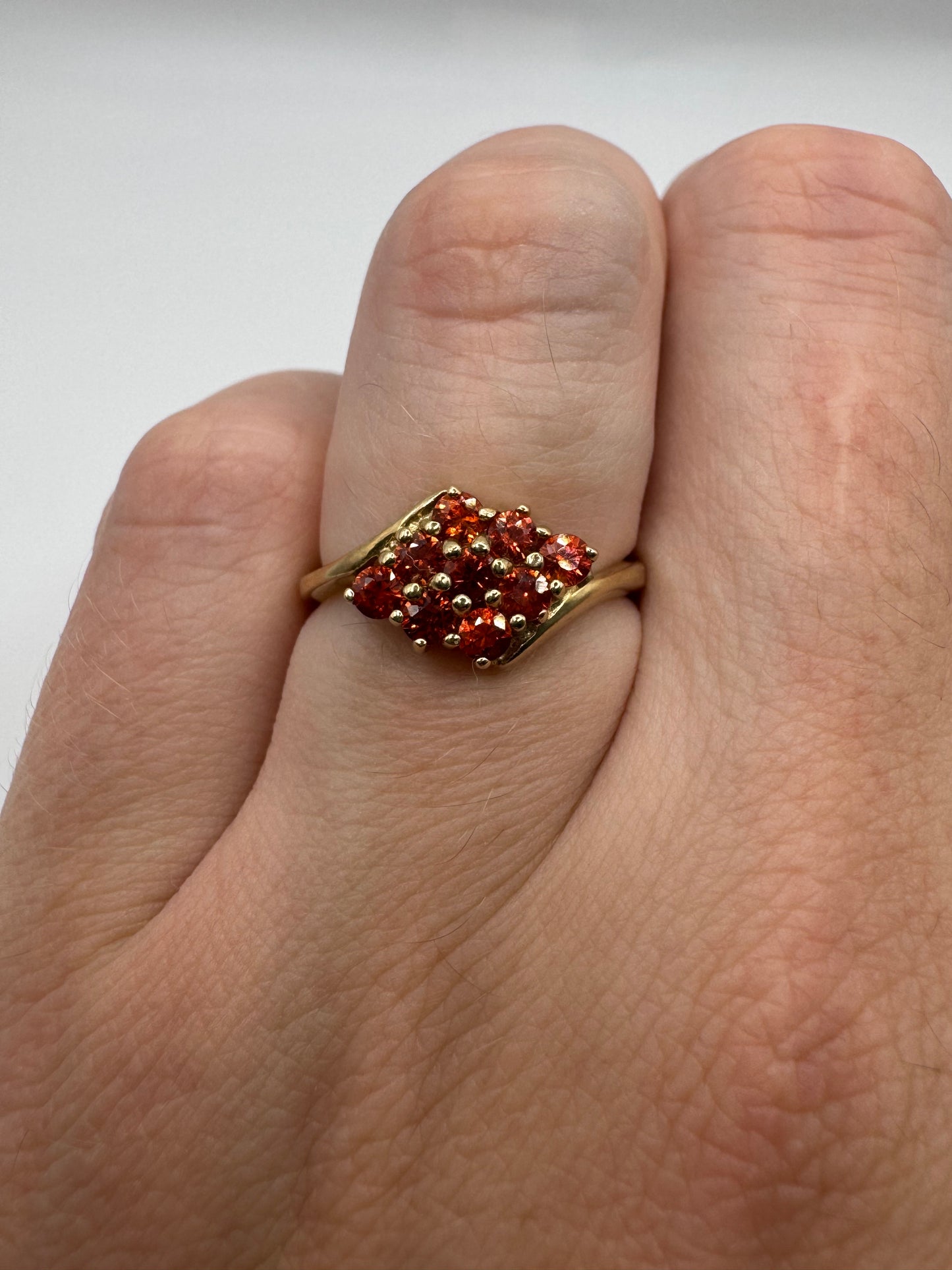 9ct gold fire opal cluster ring