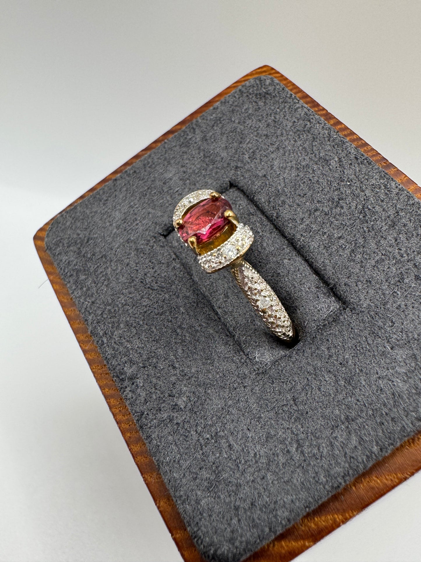9ct gold tourmaline and diamond ring