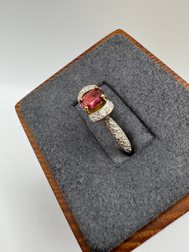 9ct gold tourmaline and diamond ring