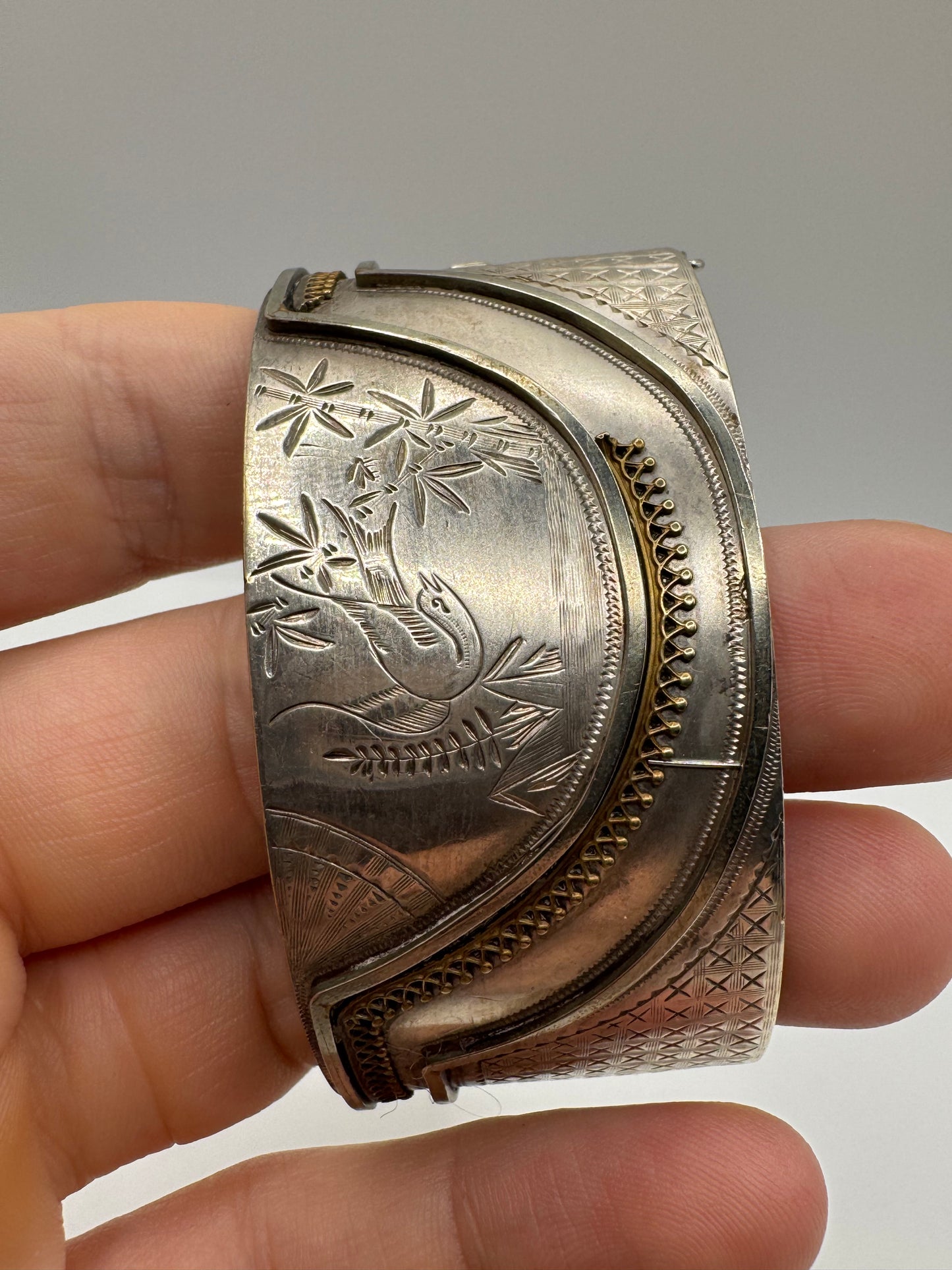 Antique silver patterned bangle