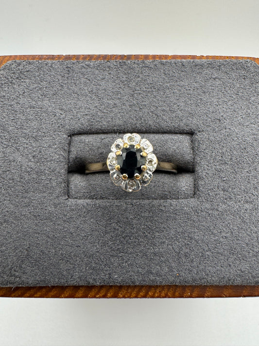 9ct gold sapphire and diamond ring