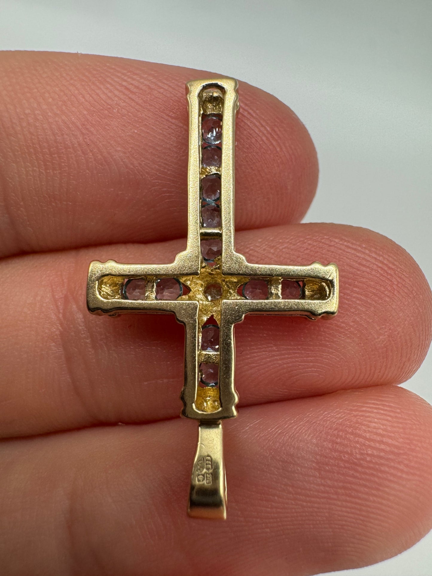 9ct gold topaz and diamond cross pendant