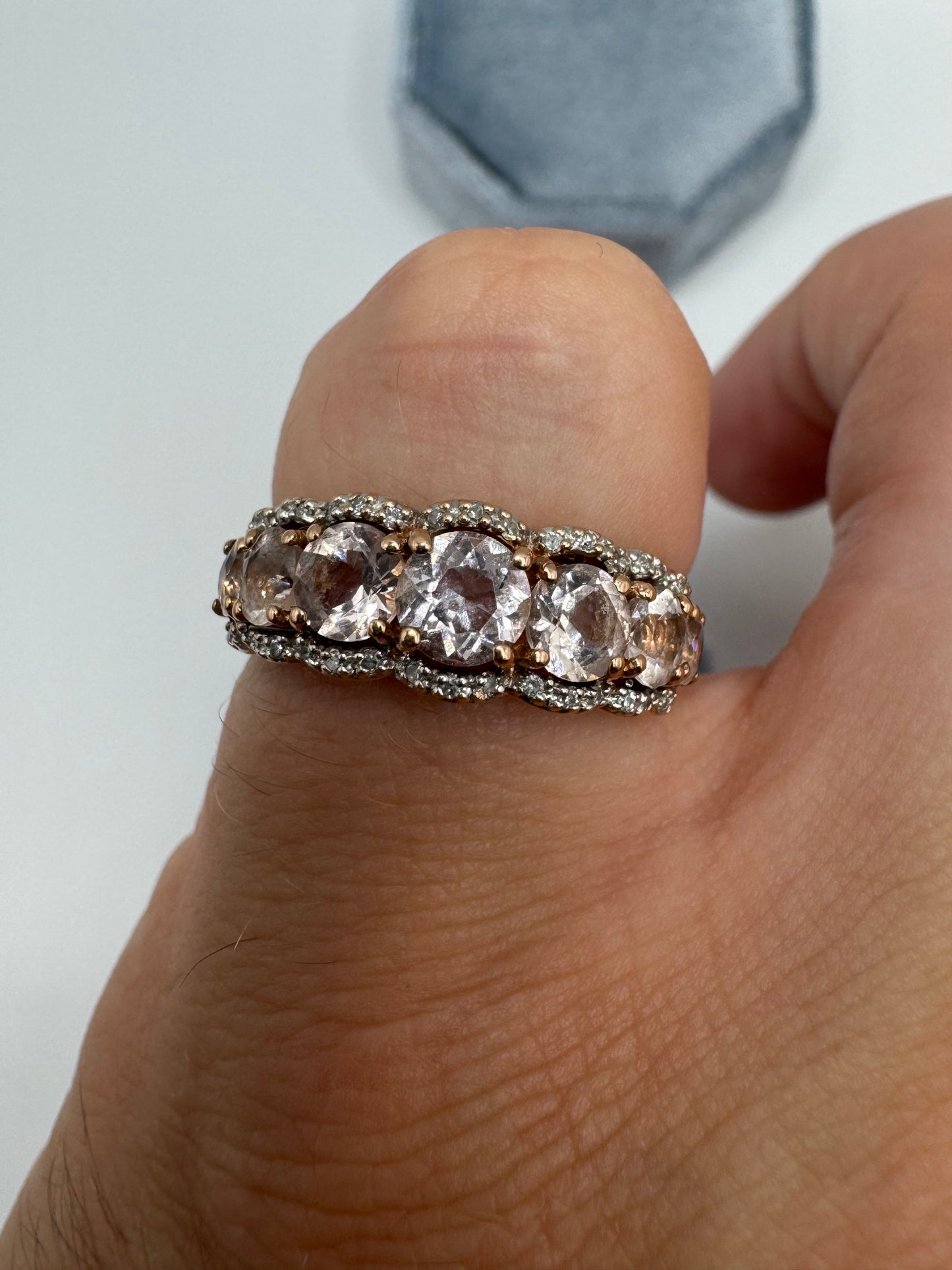 9ct rose gold morganite and diamond ring