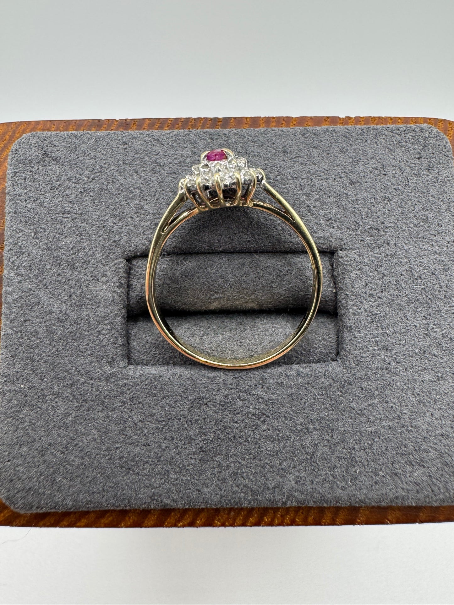 9ct gold ruby and diamond ring