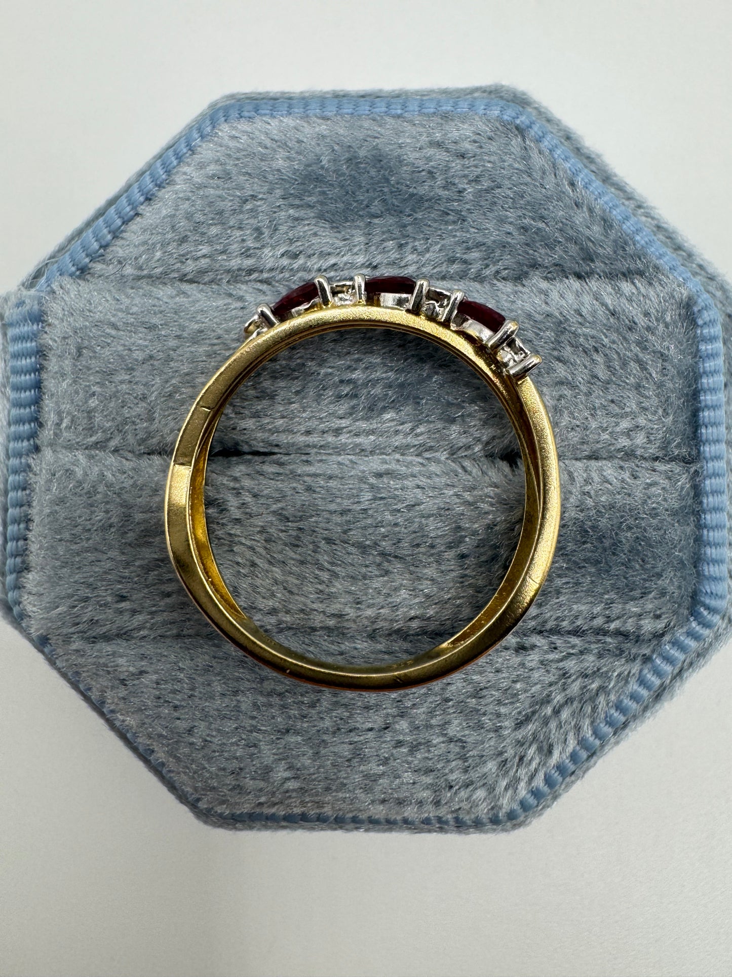 9ct gold ruby and diamond crossover ring