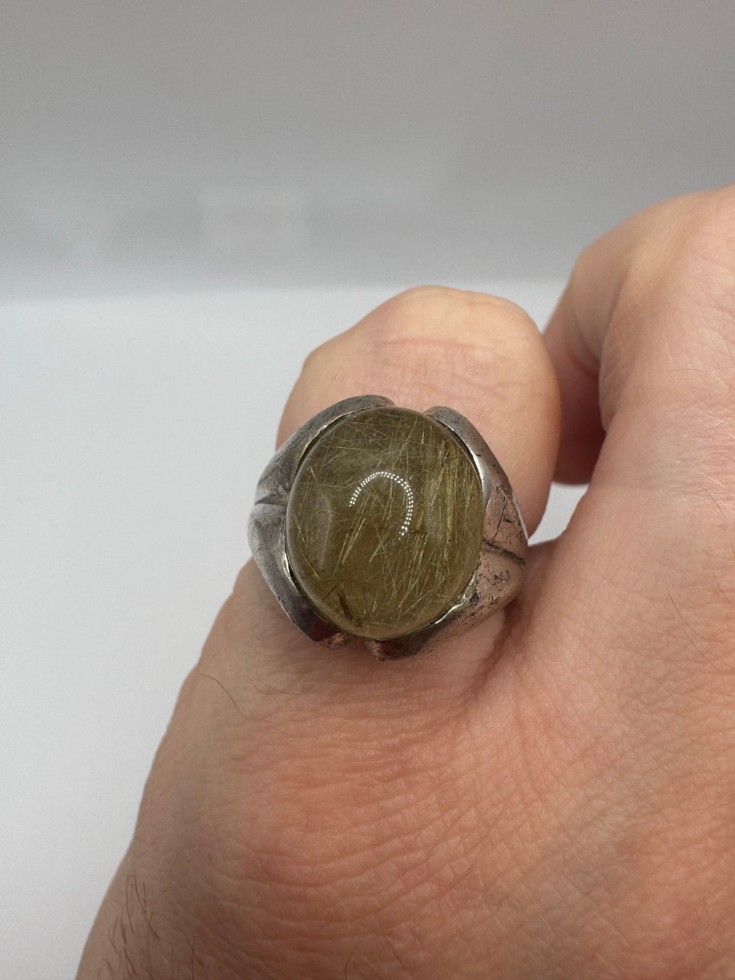 Silver gemstone ring