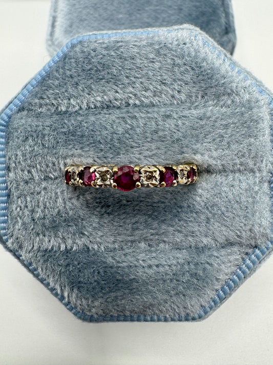 9ct gold ruby and diamond ring