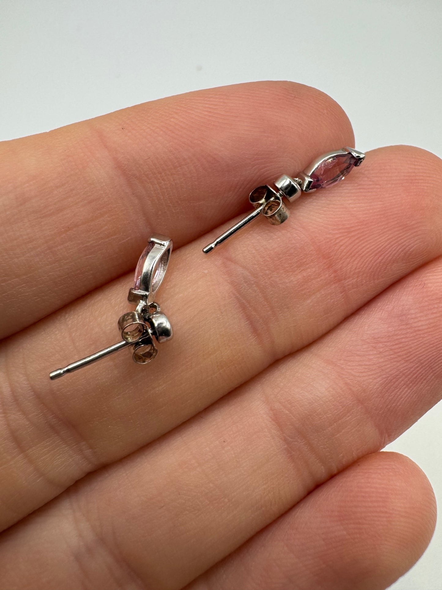 9ct white gold pink topaz earrings