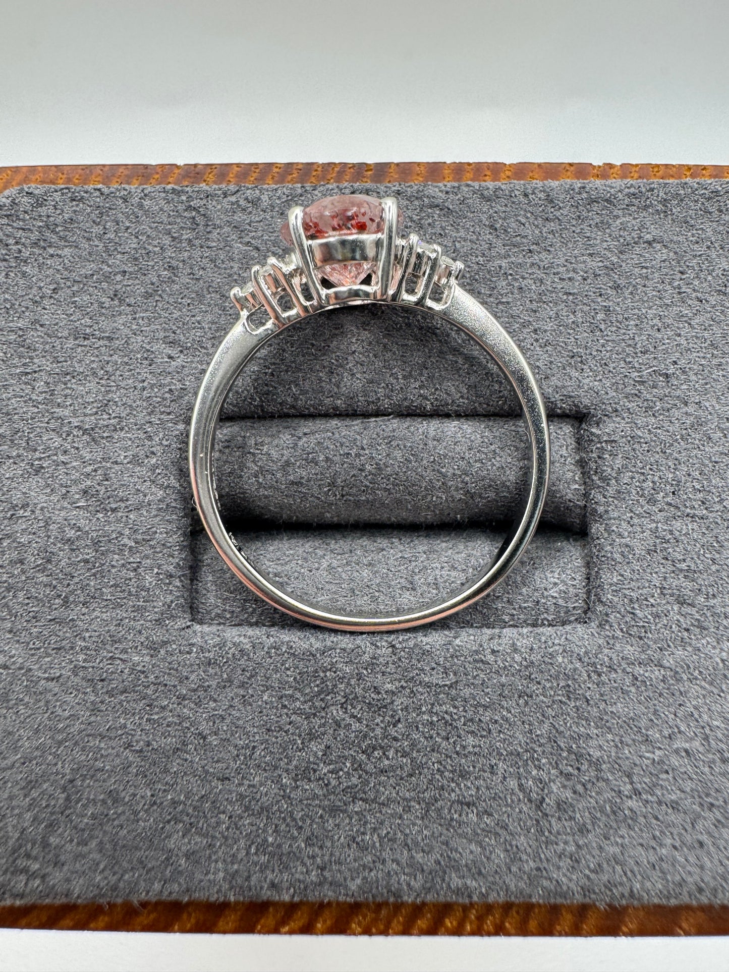 9ct white gold quartz and diamond ring