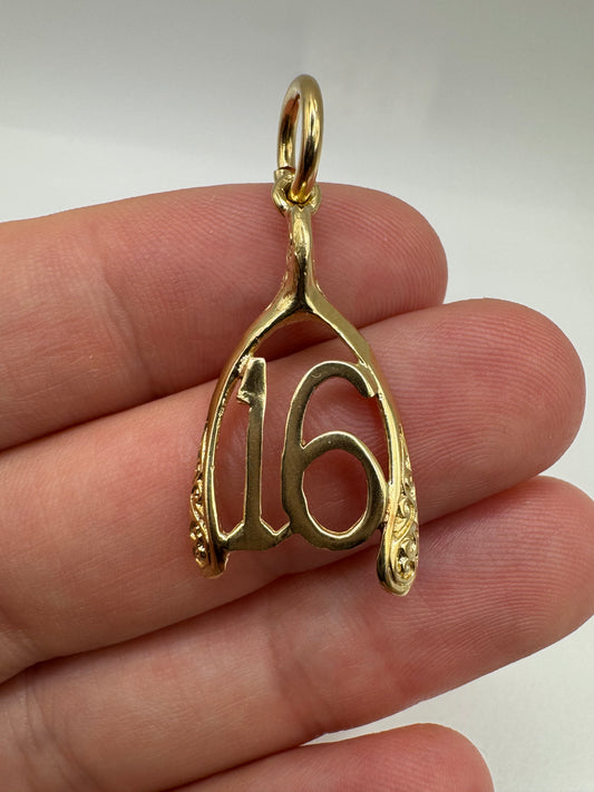 9ct gold 16 wishbone pendant