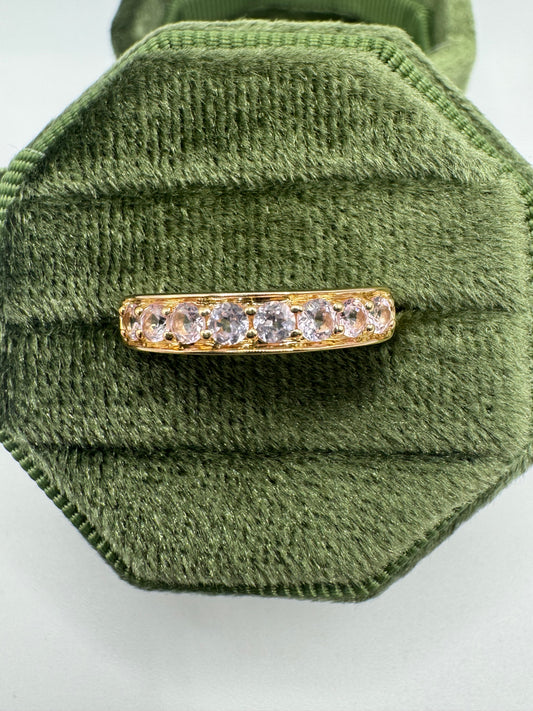 9ct gold pink topaz half eternity ring
