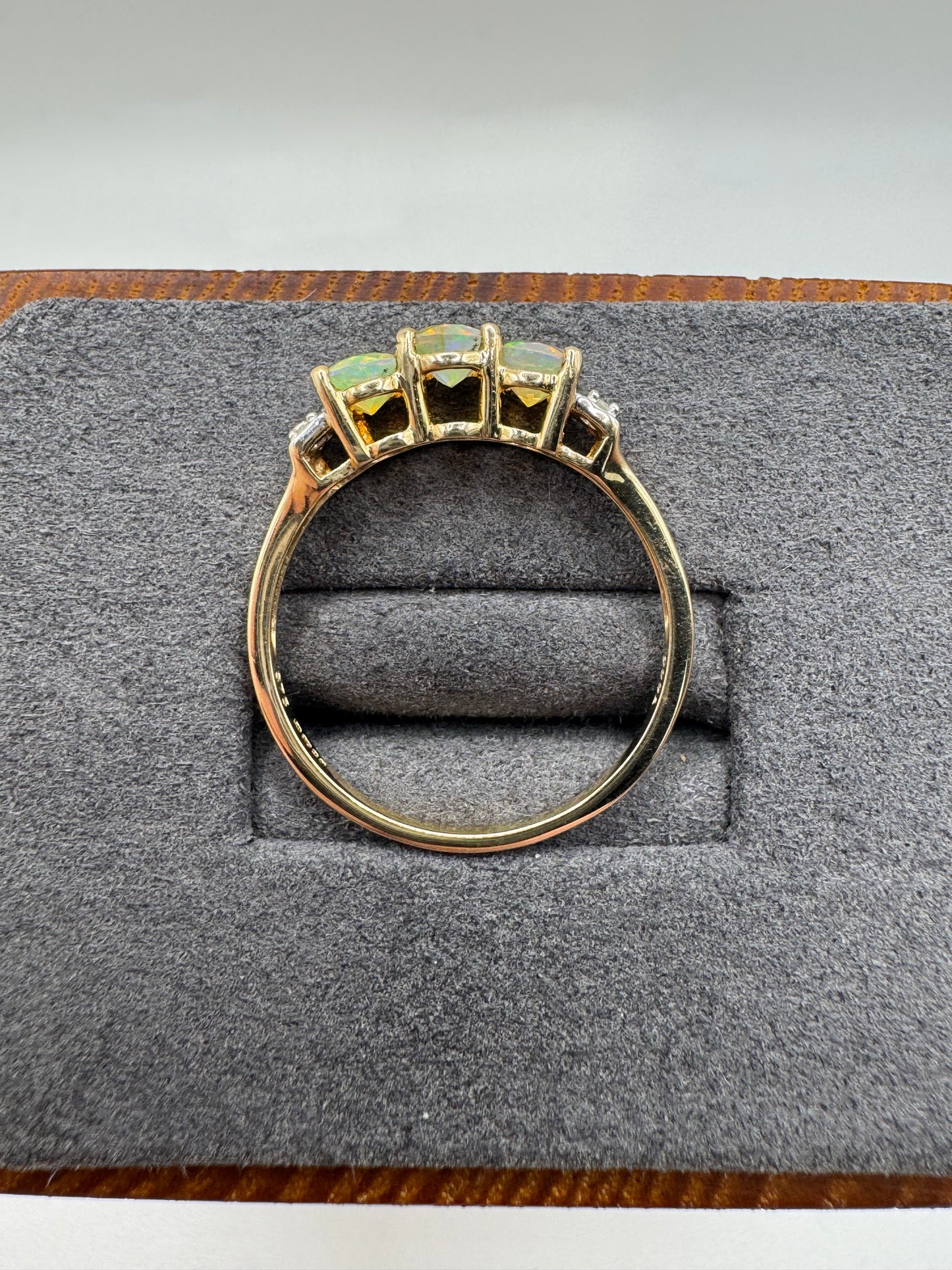 9ct gold opal and zircon ring