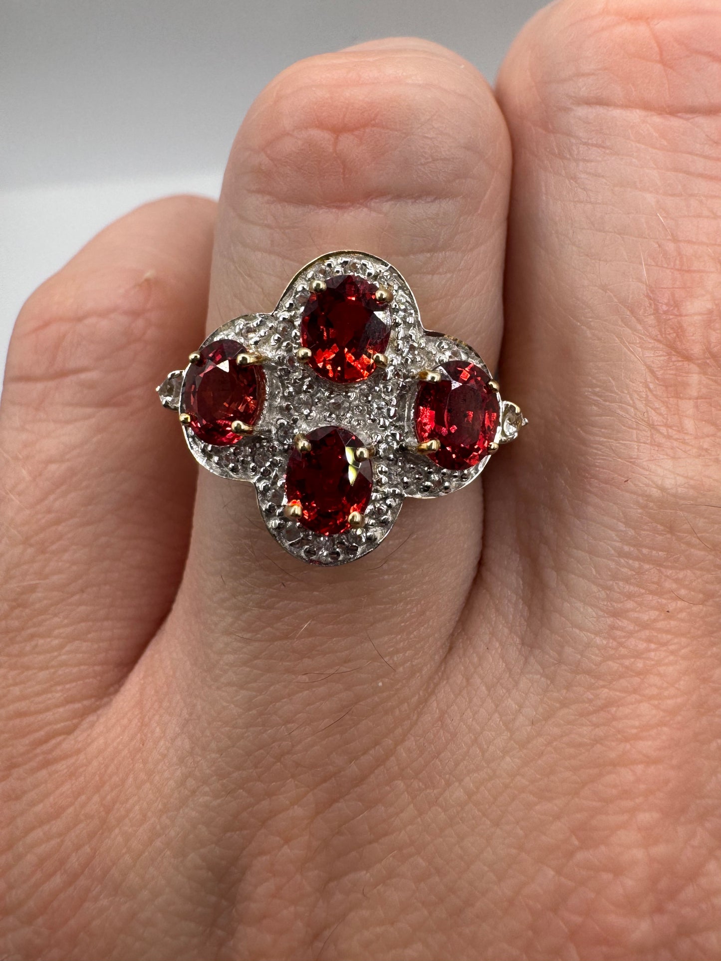 9ct gold fancy sapphire and diamond cluster ring