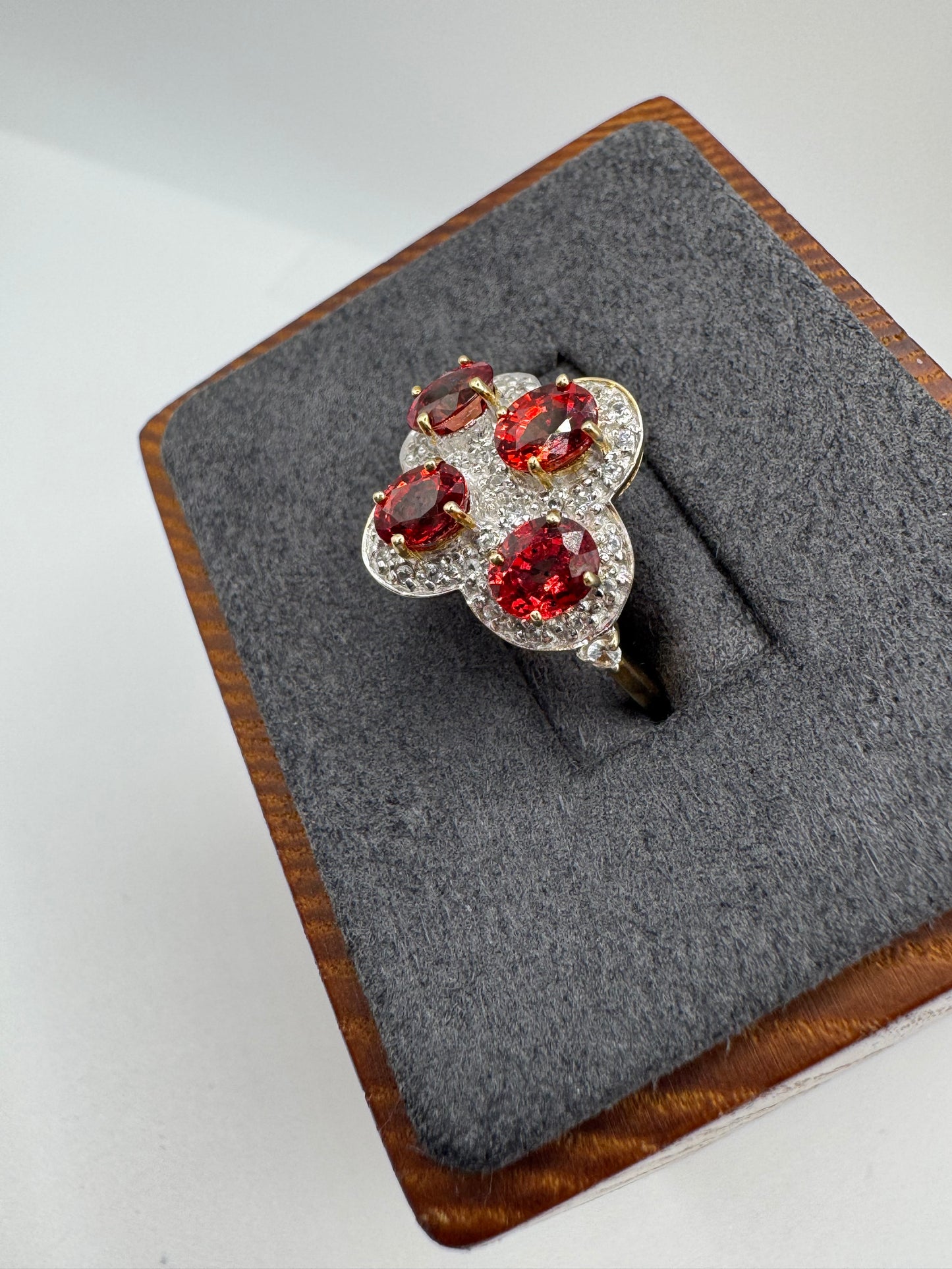 9ct gold fancy sapphire and diamond cluster ring