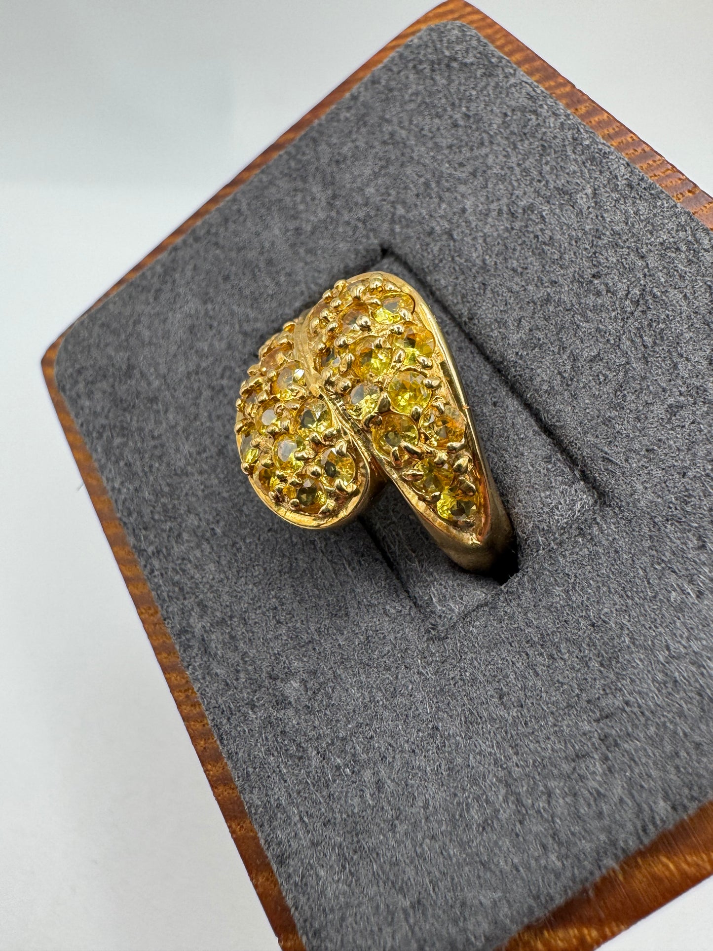 Heavy 9ct gold citrine cluster ring