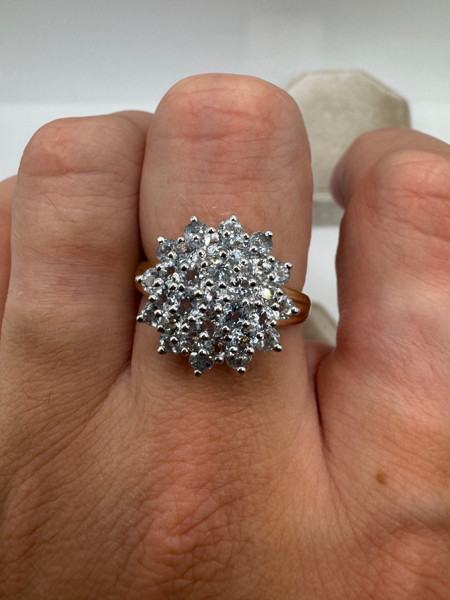 9ct gold aquamarine cluster ring
