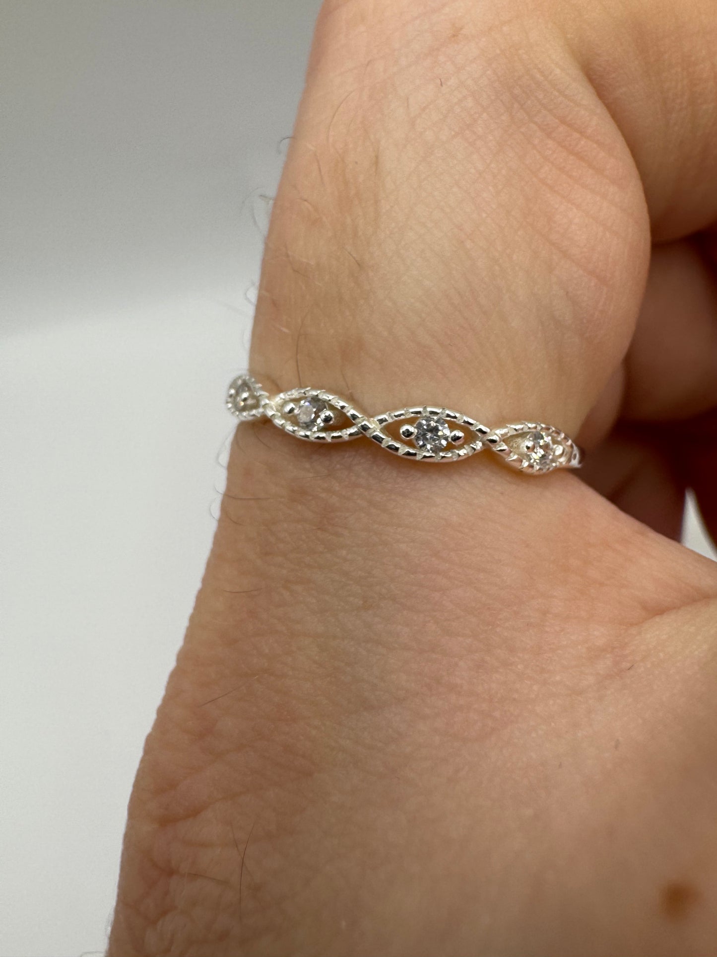 Silver cz 3/4 eternity ring