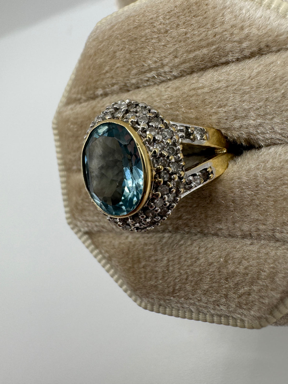 9ct gold blue topaz and diamond ring