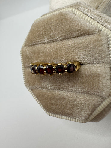 9ct gold garnet half eternity ring