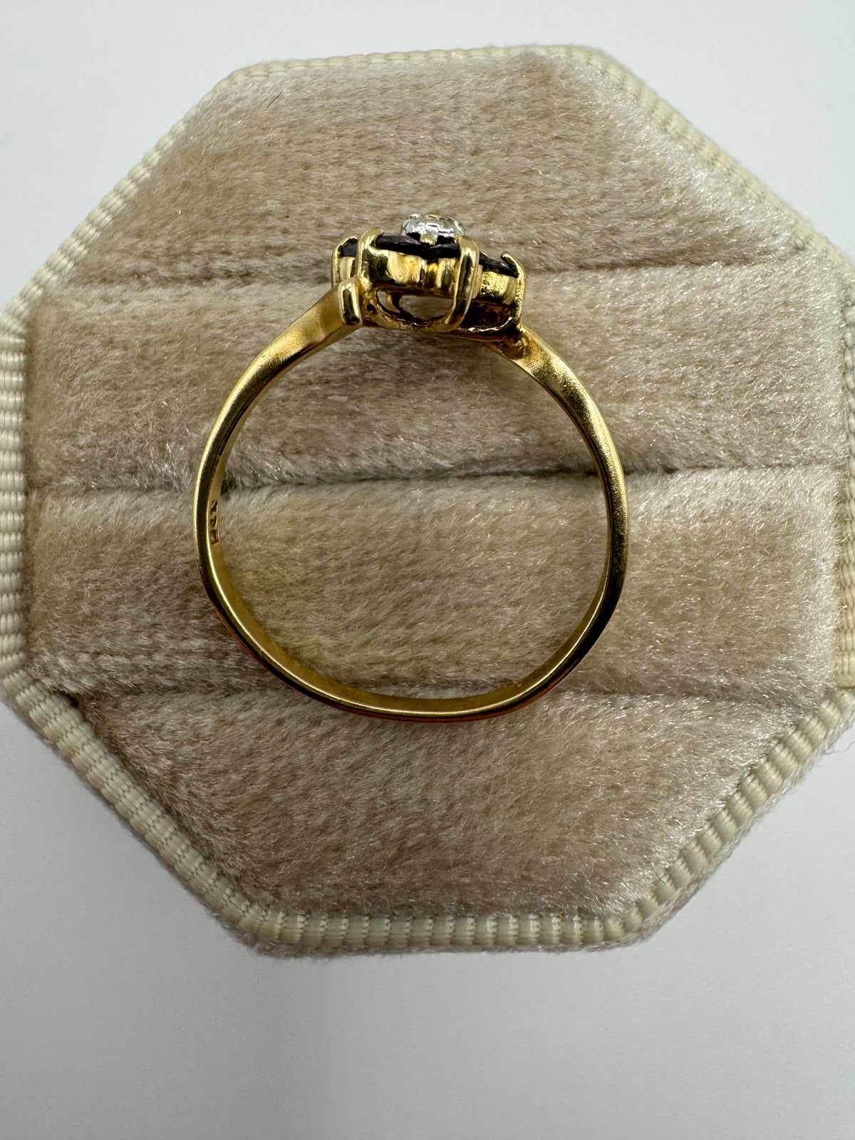 9ct gold iolite and diamond ring