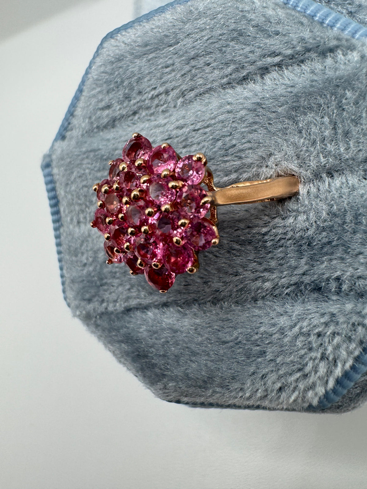 9ct rose gold pink topaz cluster ring